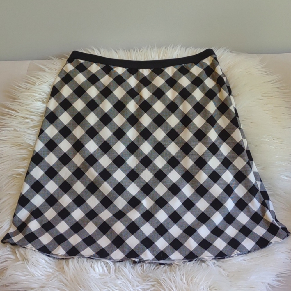 ANN TAYLOR Skirt 14 Plaid Black White - Picture 7 of 7